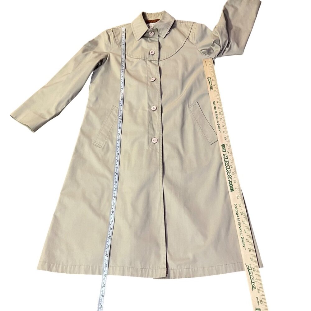 Vintage London Fog Trench Coat Womens 6P Petites Used Khaki Lined *No Belt - Picture 8 of 14
